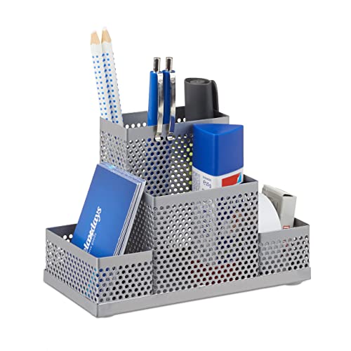 Relaxdays Schreibtischorganizer Metall, Büro Stiftehalter,...