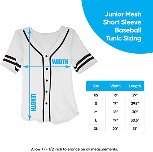 Powerpuff Girls Ladies Baseball Jersey - Powerpuff Mesh Button Down Baseball Jersey - Blossom Bubble And Buttercup Shirt (White Black, Large) #TOP6