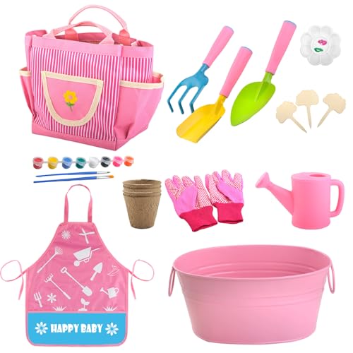 Teksome Kit de jardín para niños pequeños, Herramientas de jardinería para niños, Juego de 19 Piezas de Herramientas de jardín para niños, Herramientas manuales, Juego de Herramientas para - imagen 9