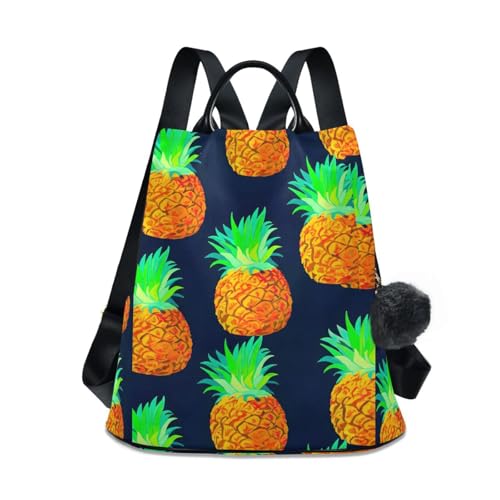 Sac à dos pour femme Ananas bleu foncé avec poches latérales