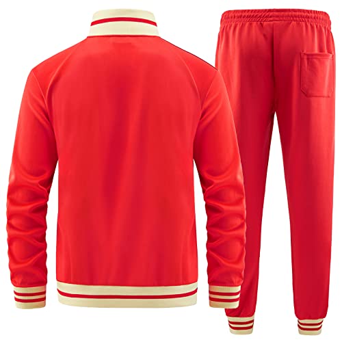 Dioxoib Track Suits For Men Set 2 Piece Tracksuits Mens Sweatsuits Sets Jogging Two Piece Outfits Athletic Clothes Jogger Sweat Suits Running Sport Leisure Clothing Red Ai-Tz003-Xl #TOP2