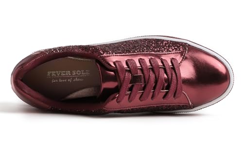 FEVERSOLE Women's Fashion Sparkle Platform Rhinestone Party Holiday Wedding Sneakers2