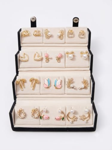 Generic 12-Pair Earrings Set with Jewellery Box, White - Image 3