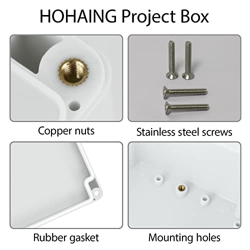 Image of Junction Box Waterproof Plastic Project Box IP65 Plastic Project Box Electrical Box Enclosure Gray White 6.2 inch x 3.5 inch x 2.4 inch(158 x 90 x 60 mm)