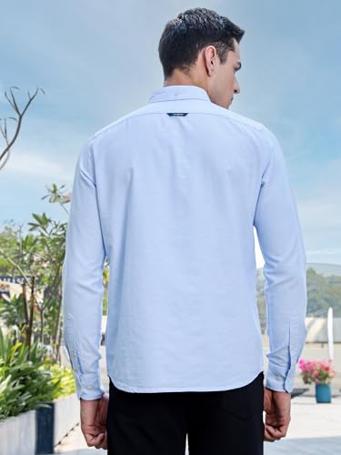 Image of Thomas Scott Cricket Club 100% Cotton Long Sleeve Casual Shirts for Men ((M SkyBlue)