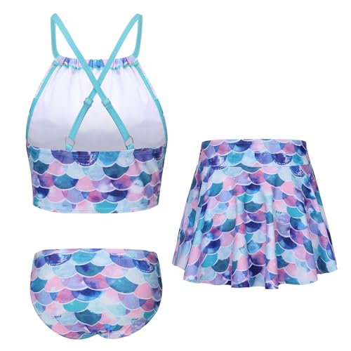 Image of Girls 3 Piece Swimsuits for Teen Girls Bikini Set with Skirt Hawaiian Bathing Suits Beach Swimwear 3-16 Years