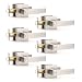Gobrico Square Door Handle Levers Bedroom and Bathroom Privacy Locks Satin Nickel Color Keyless Pack of 6