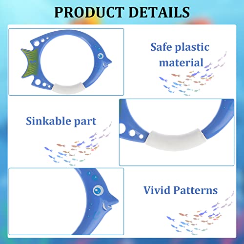 Ujuuu 8 Pack Diving Ring Swimming Pool Dive Toys Plastic Fish Shaped Diving Pool Toy Underwater Ring Colorful Training Swim Toys Water Pool Rings For Swimming Diving Training (Fish+Ring Shaped) #TOP2