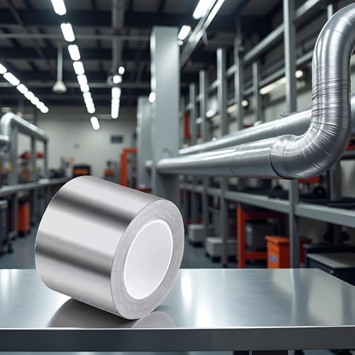 Image of Jinshining Aluminum Foil Tape High Temperature Silver Aluminum Tape, Foil Tape,Heavy Duty Duct Tape for Heat Insulation, HVAC, Dryer Vents, Wrap Pipe，Adhesive Tapes，Duct Tapes