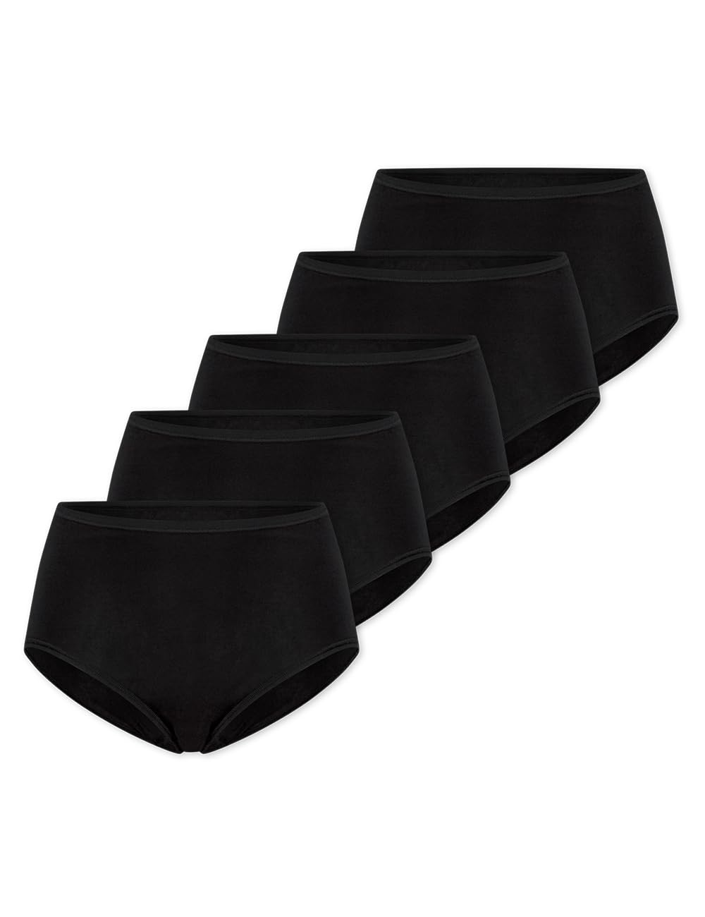 Schiesser Damen 5er PACK Midi Slip - Unterhose - hohe Taille - hoch geschnitten - Multipack - Single Jersey - bequeme Baumwolle - Cotton 95/5