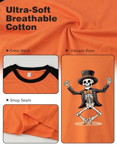 Halloween Shirts for Kids Boys Girls Toddler Halloween Shirt Pumpkin Shirts Ghost Clothes Long Sleeve Cotton Tee 2T-8Y4
