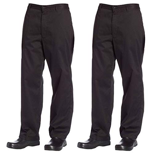 Chef Code 2-Pack The Professional Chef Pant with Belt Loops and Zipper Fly (Black, X-Small)