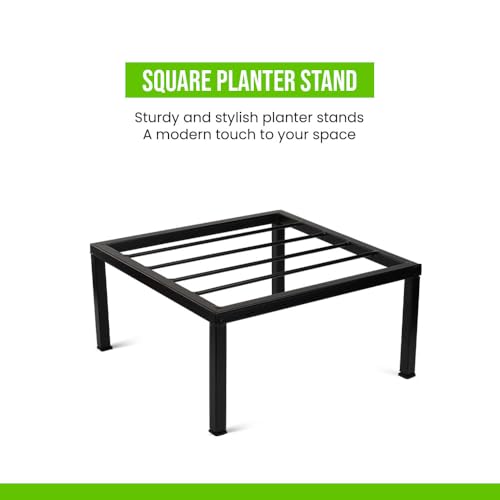 Image of IFFCO URBAN GARDENS - Planter Stand (Set of 2) - Square Shape Metal Stand for Indoor & Outdoor Plants and Pot - Design for Living Room, Home & Balcony Garden - 100% Galvanised Iron Gamla Stand