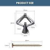 60-Pack Plasterboard Wall Plugs, Gypsum Board Fixing Anchors for Hollow Walls, Universal Heavy-Duty Drywall Anchors, Self-Expanding Gray Anchors, Anti-Rotation Expanding Plasterboard Screws - Image 2