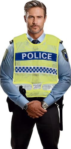 FIESTAS GUIRCA | Chaleco de Policía de Tráfico Amarillo (Talla Única)   Accesorio de Disfraz para Fiestas de Carnaval y Halloween   Ideal para Cosplay y Eventos Temáticos   Unisex   Amarillo