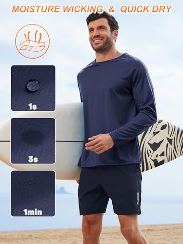 ZITY 3 Pack Mens Long Sleeve T Shirts Crew Neck Hiking Fishing Workout Gym Work Sun Shirt UPF 50 Wicking Running Tee