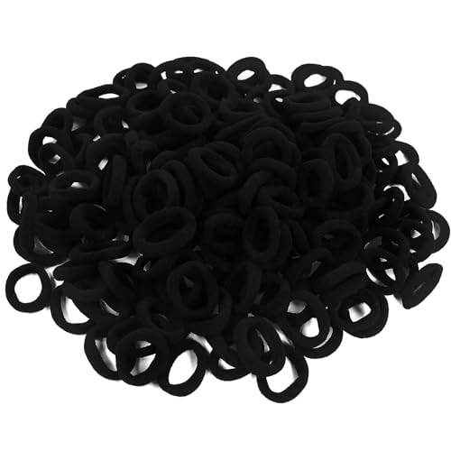 Hanyousheng 200 Stück Elastisch Haargummis Klein Haargummis Mädchen Mini Haargummi Schwarz Zopfgummi Klein Pferdeschwanz Inhaber Perfekt für Kinder Babys kleine Mädchen Schwarz