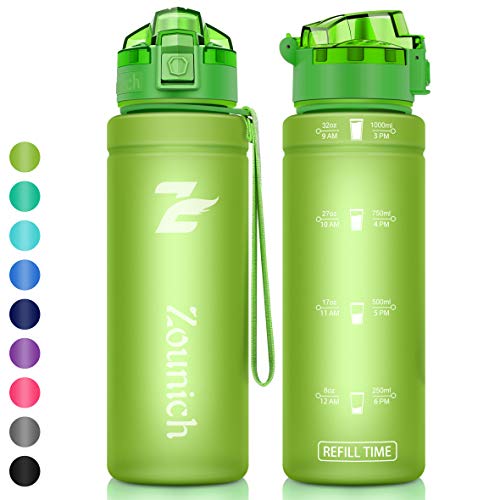 Motivational Sports Water Bottle with Time Marker - 40oz,32oz/1L,24oz,17oz BPA Free Eco-Friendly Tritan