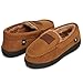 Lucky Brand Boy's Micro Suede Fuzzy Lined Moccasin Slippers for Kids, Tan, Size 5/6