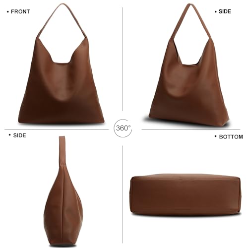 Slouchy Leather Hobo Tote for Women, High-Capacity Shoulder Handbag4
