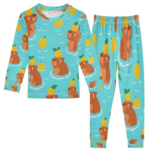 Pajama Sets Long Sleeve Cute Bears with Oranges Soft Comfy Sleepwear 2 Piece PJS 3-8T