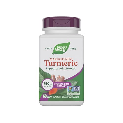 Nature's Way Premium Extract Turmeric Max Potency‡ Standardized to 95% Curcuminoids, 750 mg per serving, 60 VCaps