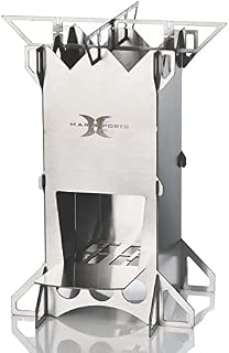 Camping Stove Wood Burning Rocket Portable Backpacking Stainless Steel Light Folding Stove for Outdoor Hiking Camping Tent Heating Picnic BBQ