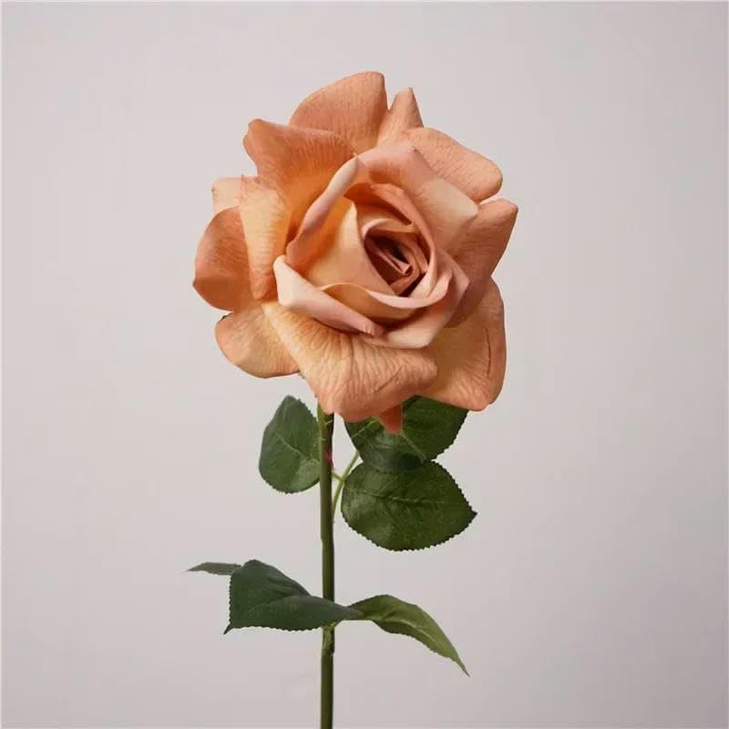 GVEKJ Flores de simulación, Rosas de Color otoñal de Tacto Real, decoración para Fiestas navideñas, Flores Artificiales, Rama de Rosa Austin, marrón