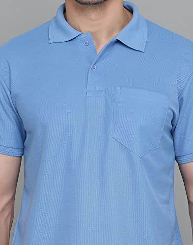 Image of INKKR Men's Polo Neck Half Sleeve Cotton Blend Regular Fit T-Shirt With Pocket