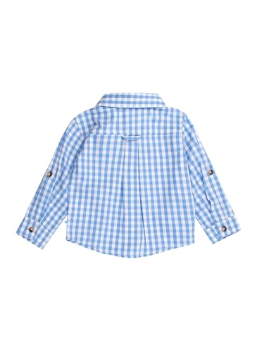 Image of RUGGEDBUTTS Boys Solid Cotton Long Sleeve Button Down Shirt with Button Tabs