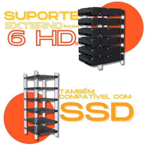 Suporte Organizador Vertical de Mesa Tipo Rack Compatível com Até 6 HD's de 3.5 - ARTBOX3D