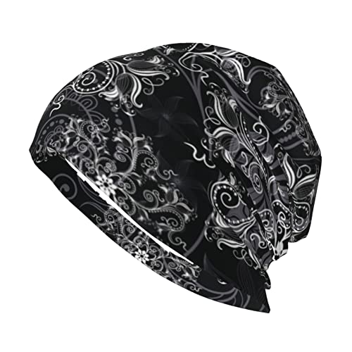 EDJKEJYCO Bonnet noir sans coutures avec motif mandala pour le printemps, l'automne, l'hiver, pour homme et femme, comme sur l'image, taille unique Cover