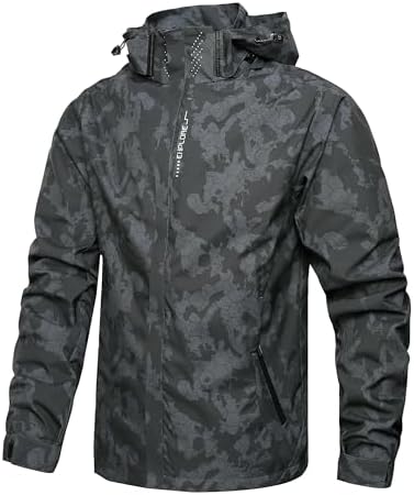 Men's Lightweight Waterproof Rain Jacket,Shell Hooded Outdoor Raincoat Hiking Windbreake jacket