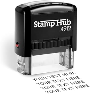 Self Inking Personalized Stamp - Up to 4 Lines, Custom Return Address, Customizable Office Name Rubber - Easy to Change Ink Cartridge, Multiple Ink Color Options - Medium