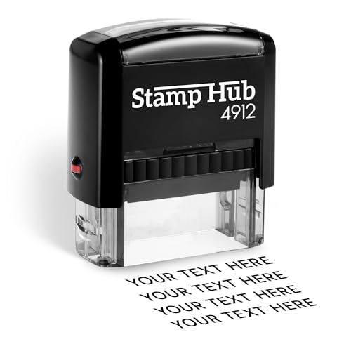 Stamp Hub Self Inking Personalized Stamp - Up to 4 Lines, Custom Return Address, Customizable Office Name Rubber - Easy to Change Ink Cartridge, Multiple Ink Color Options - Medium
