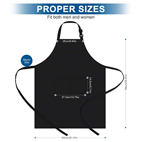 Syntus Apron Chef Hat Set, Adjustable bib Apron Baker Chef Hat Women Men, Black