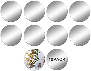 DRERIO 10Pcs Mirror Tiles Self Adhesive Acrylic Large Round Mirror Craft Mirror Tiles Plastic Mirror Bedroom Mirror Stickers Mirror Tray for Crafts Decoration DIY Projects Supplies(15*15cm)