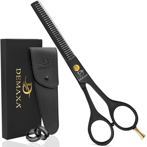 Thinning Shears for Hair Cutting - DEMAXA Hair Thinning Scissors Professional Barber’s Texturizing Shears for Salon & Home Use - 6.5-inch Black High Carbon Stainless Steel Thinning Sheers