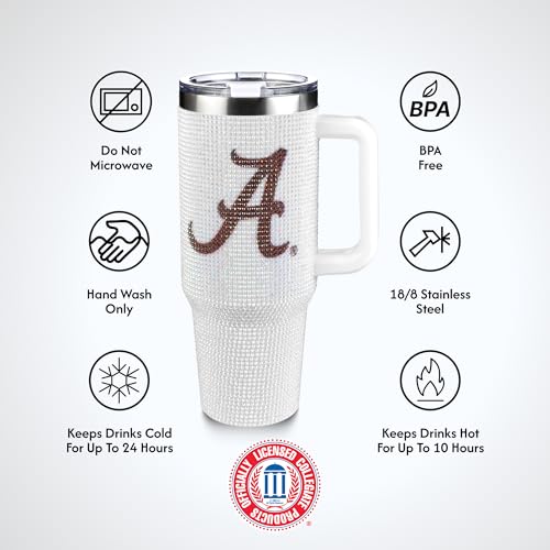 Image of The Memory Company Officially Licensed 40oz White Bling Game Day Tumbler, University of Alabama