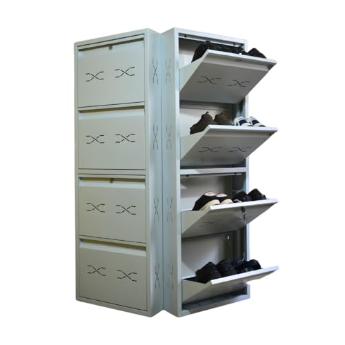 Image of I Metal Shoe Rack I Double Lock I Slim and Wall Mounted I 4 Shelve (Ivory Colour) I Coad LC 2S-04 IV I Height 58 Inches, Width 20 Inches, Depth 5.5 InchesI 3 Years Warranty.