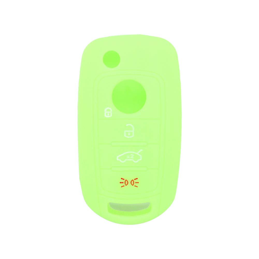 BROVACS Silicone Cover Protector Case Holder Skin Jacket Compatible with FIAT DODGE 4 Button Flip Remote Key Fob CV9262 Neon Green - Image 2