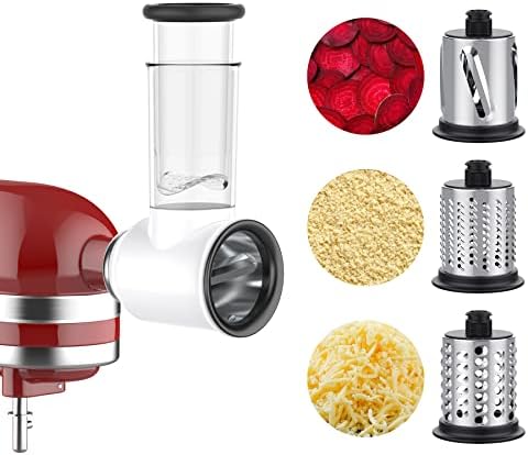 Slicer Shredder Attachment for KitchenAid Stand Mixer, Kitchen Aid Cheese Grater Attachment for Kitchen Aid Stand Mixer include Vegetable Slicer, Salad Maker, Cheese Grater by COFUN