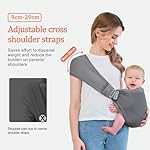 Baby Sling Carrier,Baby Carrier Newborn to Toddler,Toddler Carrier,Portable Lightweight & Spreadable Shoulder Straps (Dark Grey) - Image 2