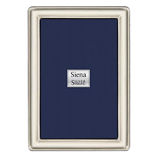 Siena 5x7 Silver Double Braid Deco Picture Frame, Boutique Quality Photo Frame, Siena Collection (925 Sterling Silver)