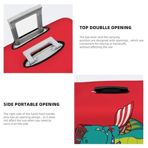 USA Confident Superhero Dino Travel Luggage Covers - Elasticity Suitcase Covers Protector for Luggage 18-32 Inch4