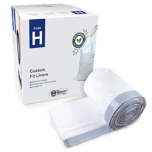 Compatible With Simplehuman Code H - 1 Refill Roll (50 Count), Durable Custom Fit Plastic Trash Bags w/Drawstring - 30-35 Liter/ 8-9 Gallon Trash Cans - Heavy Duty Biodegradable Garbage Bagsâ€¦