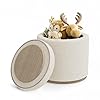 Round ottoman with storage ottoman foot rest boucle small ottoman foot stool vanity stool upholstered sherpa ottoman support 250 lbs for living room bedroom white  urban country home decor