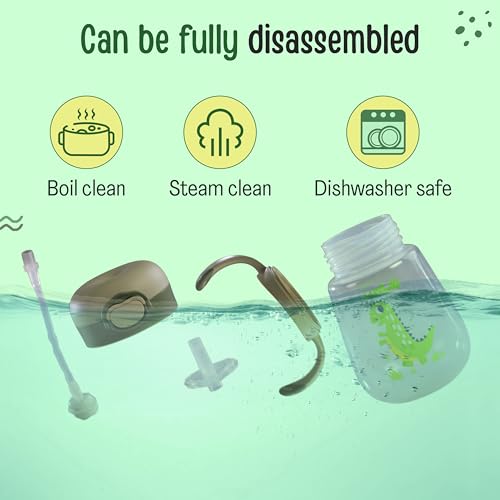 Image of LuvLap Bite Resistant Soft Silicone Straw Sipper Cup with Handle, with Weighted Straw, Sippy Cup with Anti Spill Lock, BPA Free, 300 ml, Green, Training Cup for Kids
