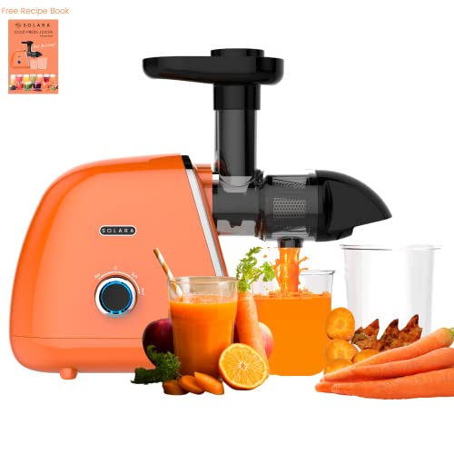 SOLARA Cold Press Juicer for Home, Slow Juicer Cold Pressed Machine for Fruits & Vegetables, Masticating Juicer Machine Electric with Reverse Function, High Juice Yield, Easy Clean, BPA-Free, Orange