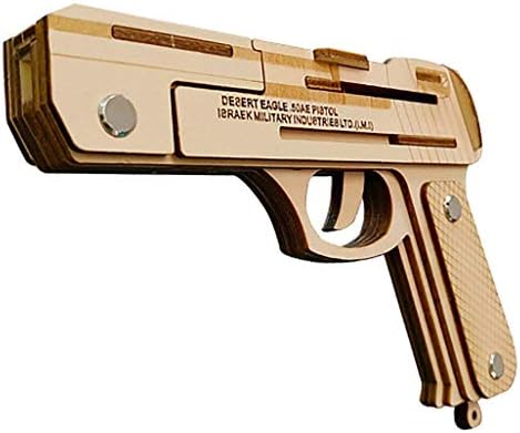 Oray168 3D DIY Wood Puzzles,3-D Assembly Wooden Jigsaw Woodcraft Revolver Gun Rubber Band Gun Pistol Handgun 3D Wooden Puzzle Toys for Kids 8+ and Adults #OJ-G001